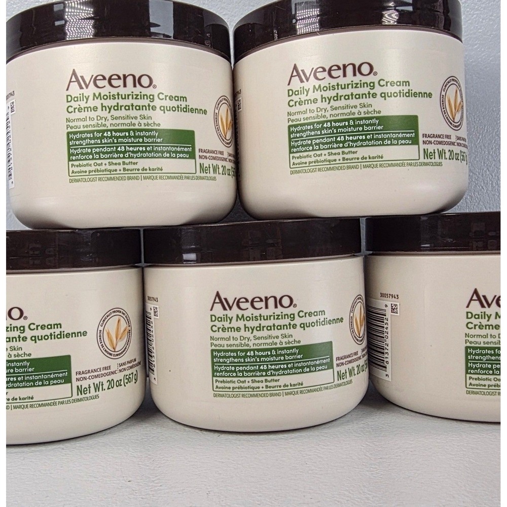 6 Pk Aveeno Daily Moisturizing Cream 20oz Sensitive Skin Hydrates Fragrance Free